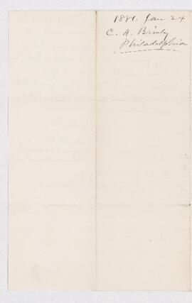 Letter from Charles A. Brinley to B.J. Harrington, written from Philadelphia.