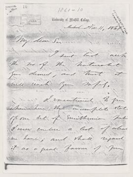 Letter, 11 November 1861