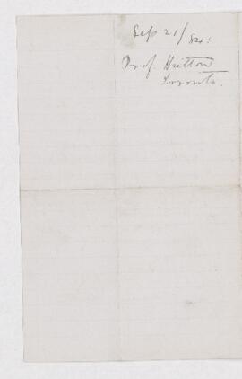 Letter from Maurice Hutton to B.J. Harrington, written from Toronto.