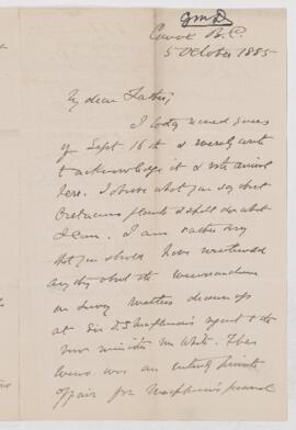 Letter, 5 October 1885