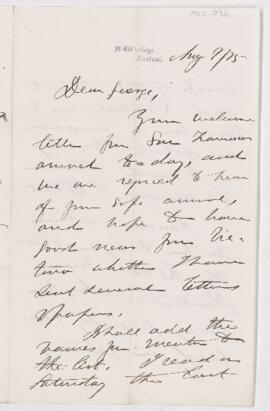 Letter, 9 August 1875