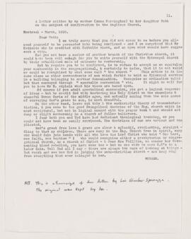 Copy of letter, March 1910