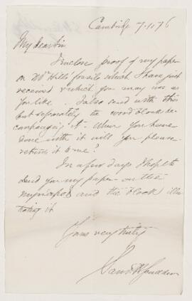 Letter, 7 January 1876