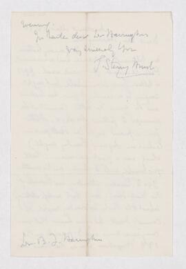 Letter from T.S. Hunt to B.J. Harrington, written from Montreal.