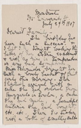 Letter, 29 July 1907