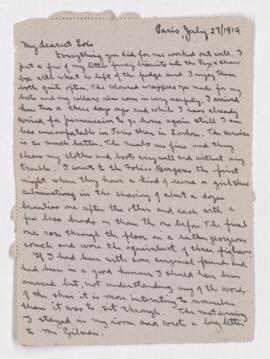 Letter, 27 July 1919