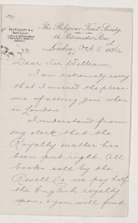 Letter, 5 October 1896