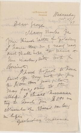 Letter, 27 October 1897
