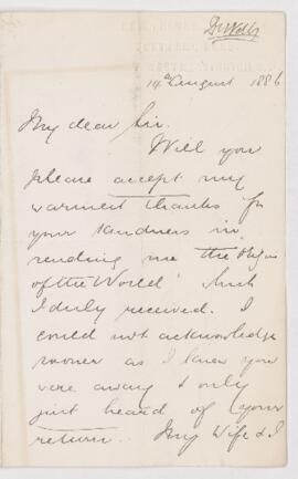 Letter, 14 August 1886