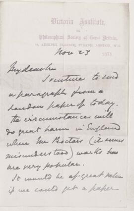 Letter, 23 November 1875