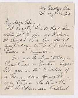 Letter, 25 November 1923