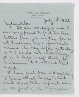 Letter, 1 July 1926