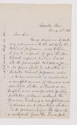 Letter, 30 August 1881