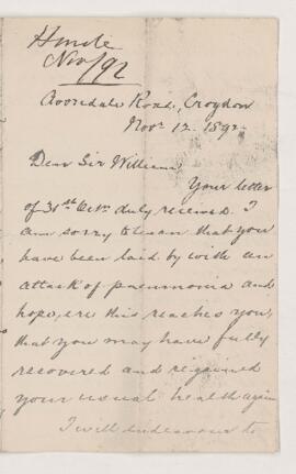 Letter, 12 November 1892
