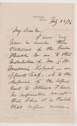 Letter, 26 February 1876