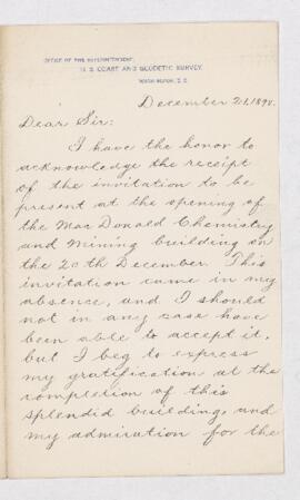 Letter from Henry S. Pritchett to B.J. Harrington, written from Washington, D.C.