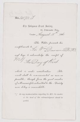 Letter, 18 August 1886