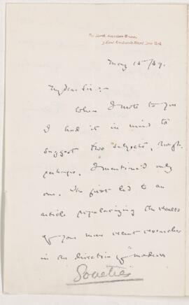 Letter, 15 May 1889