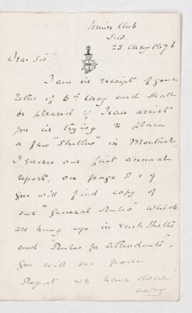 Letter from J. Wennistoun to B.J. Harrington.