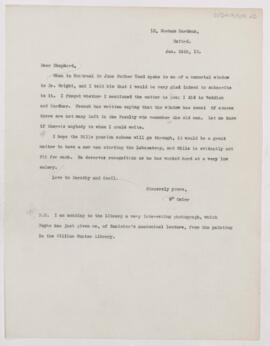Letter to Francis John Shepherd, January 26, 1910