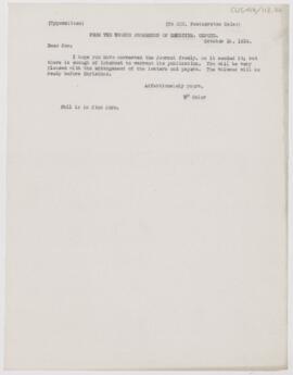 Letter to Featherston Osler, October 16, 1914