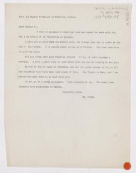 Letter to Harvey Cushing, April 22, 1915