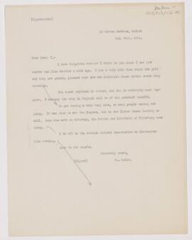 Letter to Henry Mills Thomas, July 24, 1911