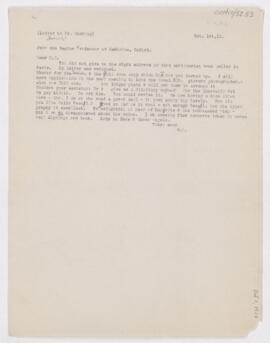Letter to Harvey Cushing, October 1, 1910