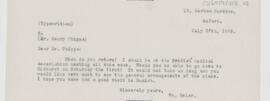 Letter to Henry Phipps, July 27, 1908