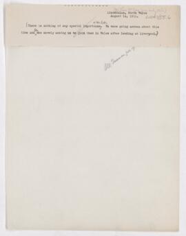 Letter to Thomas McCrae, August 14, 1911