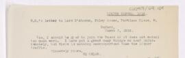 Letter to Lord D'Abernon, March 5, 1919