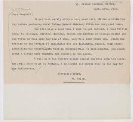 Letter to Campbell Palmer Howard, September 17, 1910
