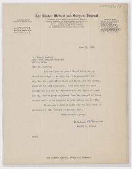 Letter to Harvey Cushing, June 11, 1925