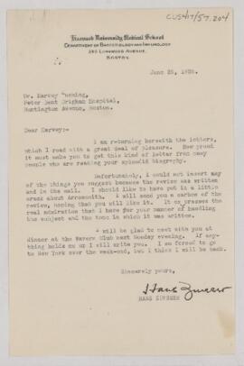 Letter to Harvey Cushing, June 25, 1925