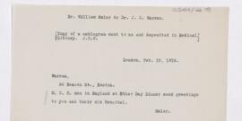 Letter to John Collins Warren, October 19, 1918