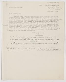 Letter to John Young Walker MacAlister, May 21, 1908
