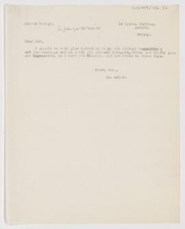 Letter to John Young Walker MacAlister, approximately 1908