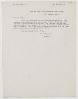 Letter to Henry Phipps, February 12, 1912