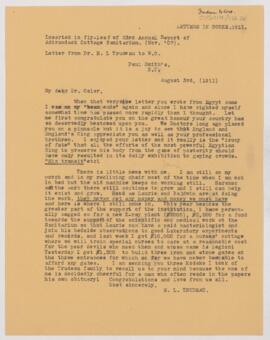 Letter to William Osler, August 3, 1911
