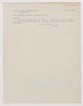 Letter to Edward F. Milburn, April 18, 1918