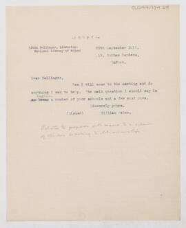 Letter to John Ballinger, September 25, 1917