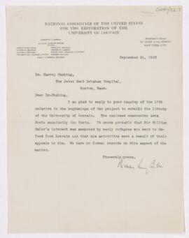 Letter to Harvey Cushing