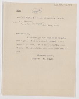 Letter to Henry Burdett, June 30, 1913