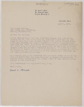 Letter to Harvey Cushing, April 2, 1926