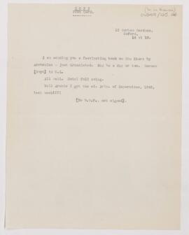 Letter to William Willoughby Francis, June 14, 1918