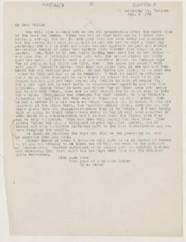 Letter to William Osler, April 6, 1886