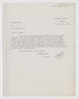 Letter to Henry Phipps, October 25, 1907
