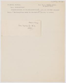 Letter to John George Adami, March 14, 1914