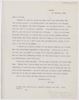 Letter to James William White, December 24, 1914