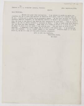 Letter to Hugh A. McCallum, September 23, 1912